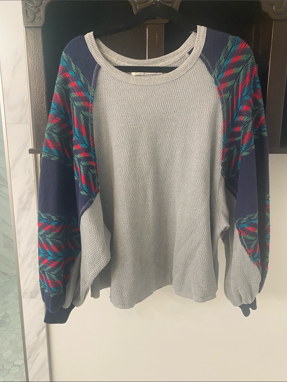 We The Free Light Gray Ribbed Crewneck Top